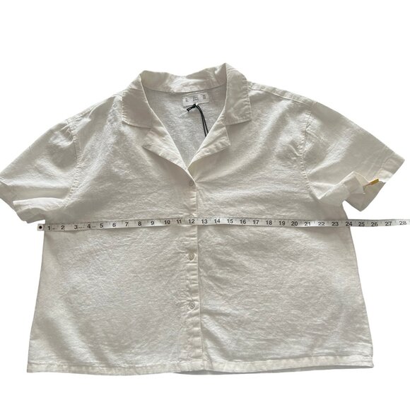 White Button Down Cropped Womens Shirt Size XL from Lefties NEW - Picture 5 of 7